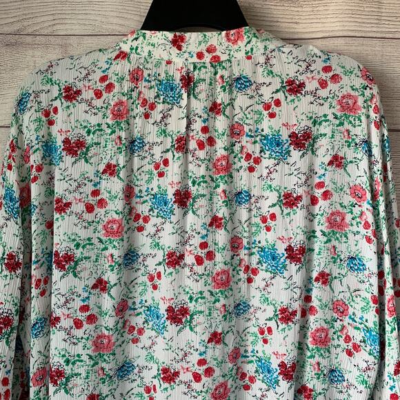 The Vermont Country Store White Floral Blouse 3/4th Sleeves Size Large - Picture 6 of 16